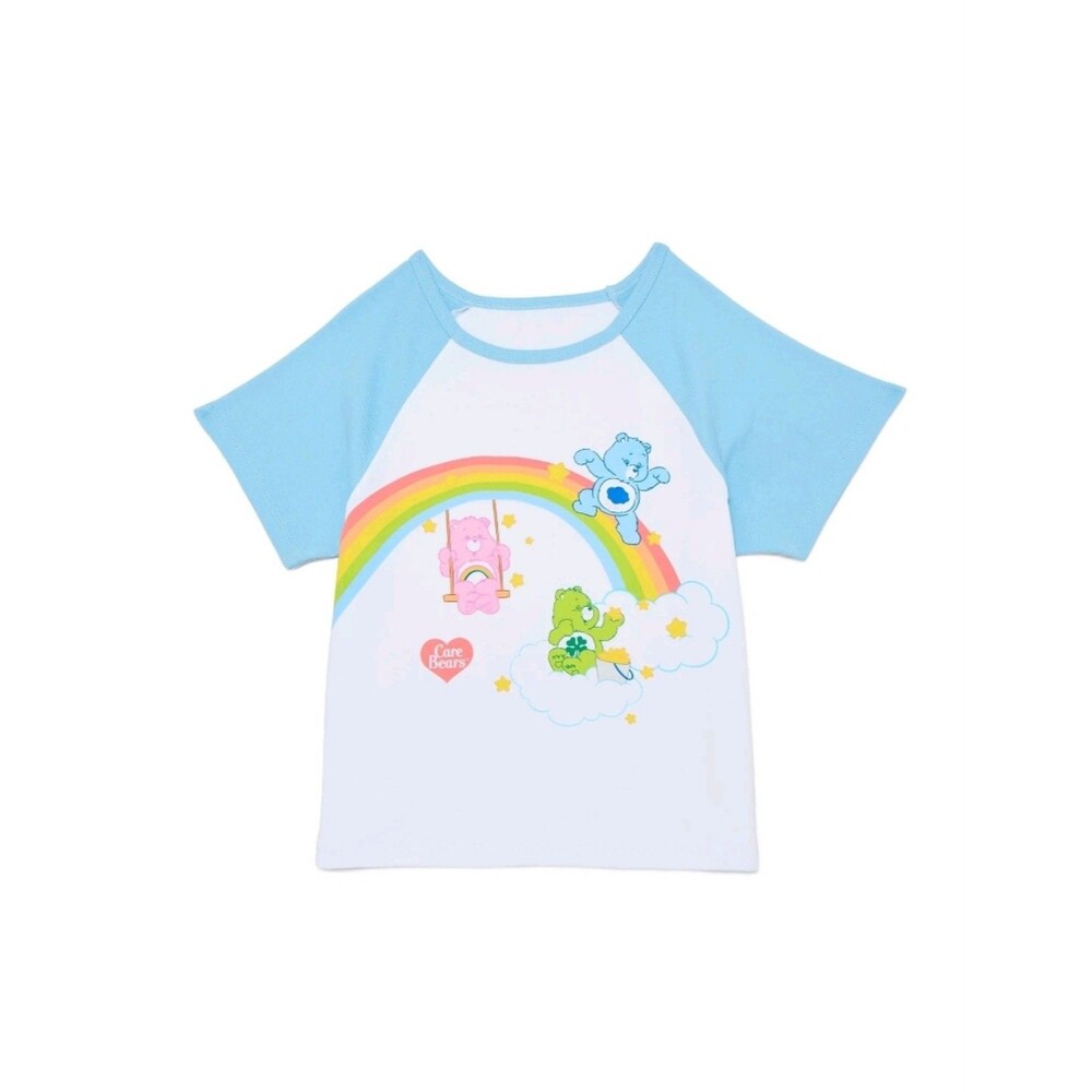 NEW Care Bears T-Shirt Blue White Girls Medium 8-10